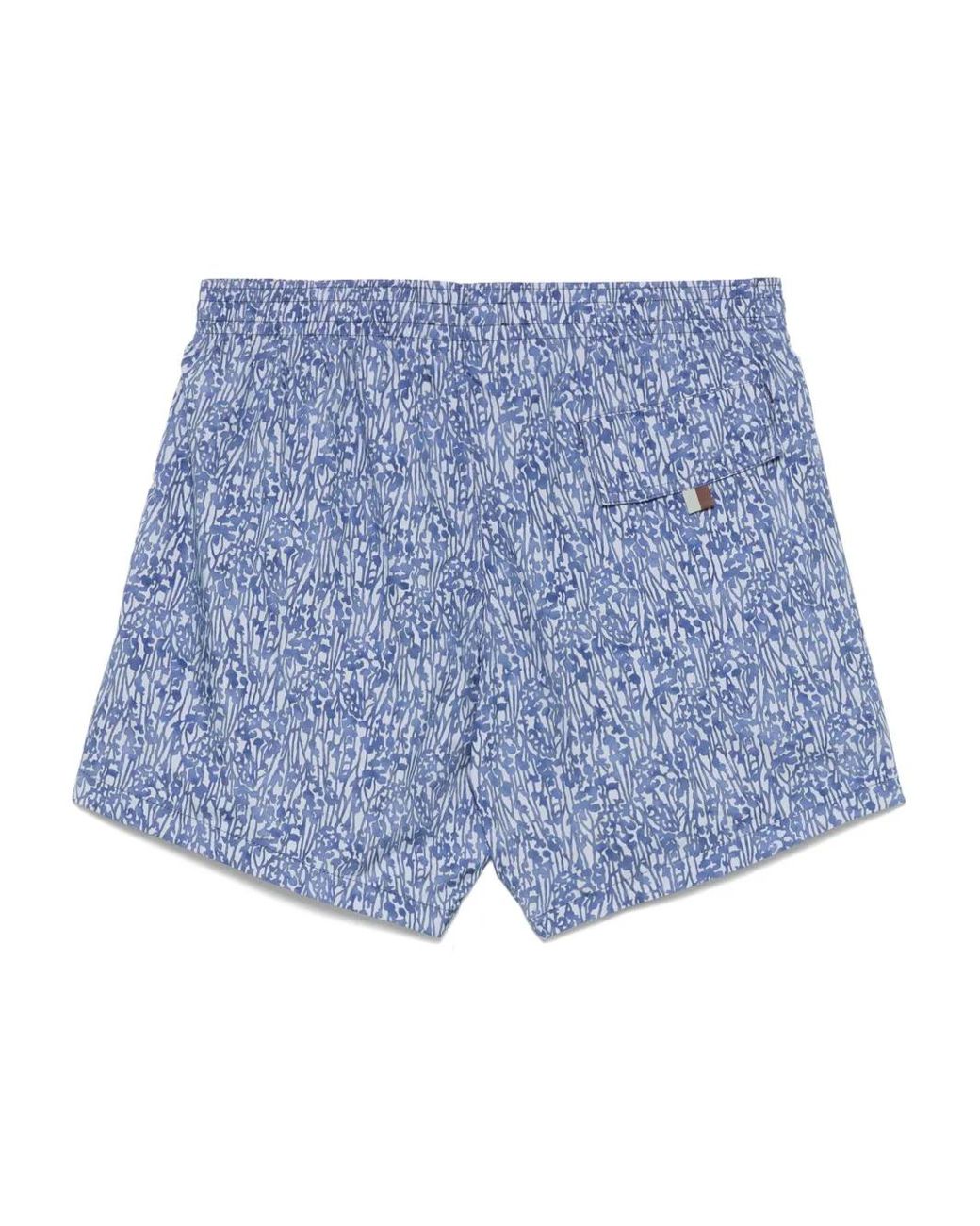 Canali Blue Printed Swim Shorts for men