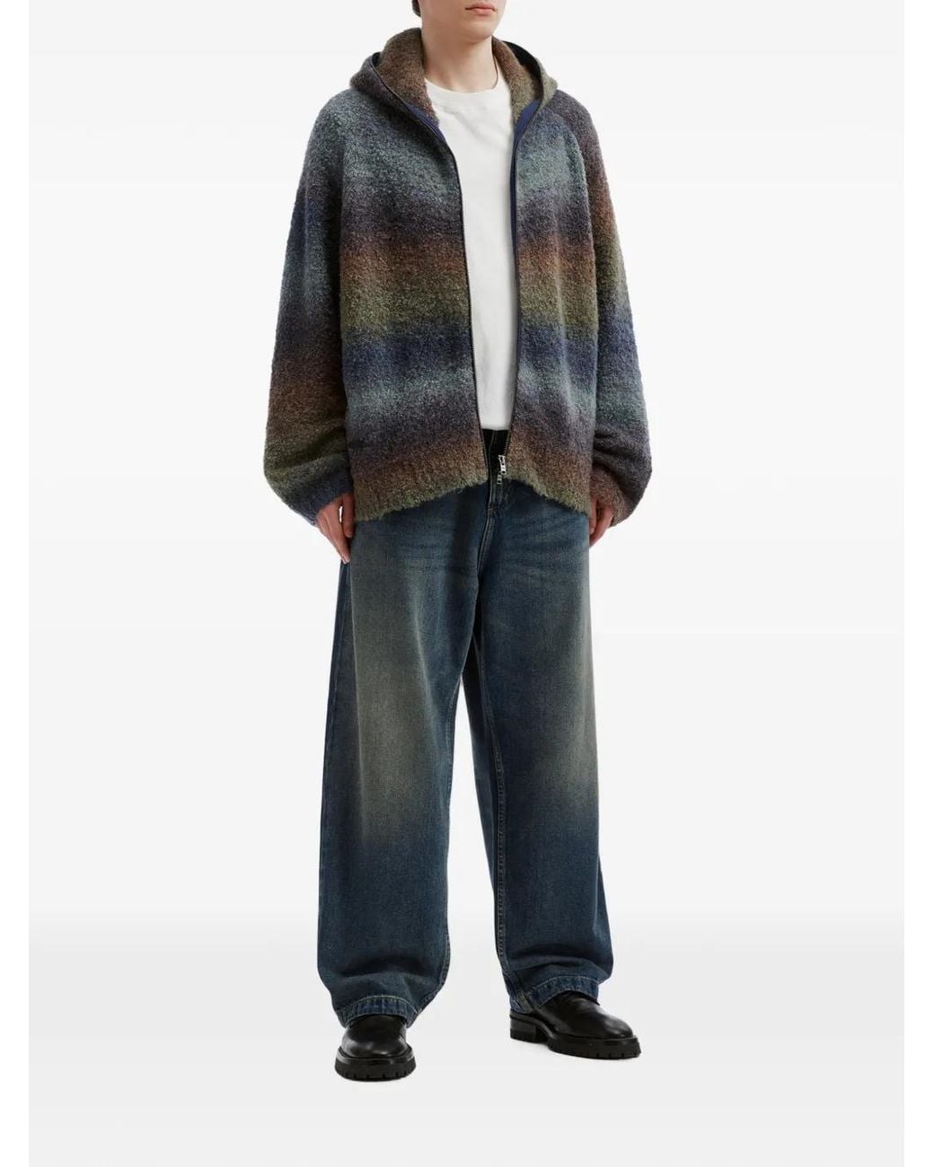 Izzue Blue Gradient-Effect Zip-Up Hoodie for men