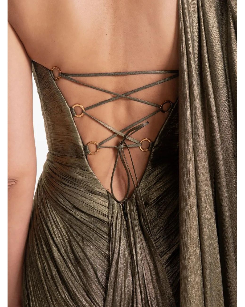 Maria Lucia Hohan Natural Yasmine One-Shoulder Midi Dress