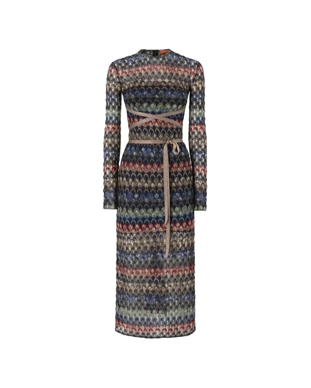 Missoni Blue Midi Dress With Back Cut-Out Detail
