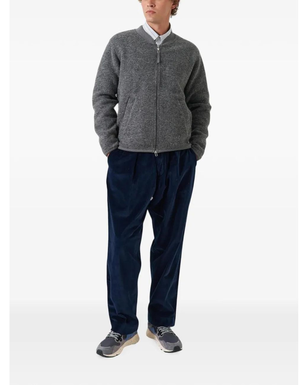 Universal Works Gray Zip-Up Bomber Jacket for men