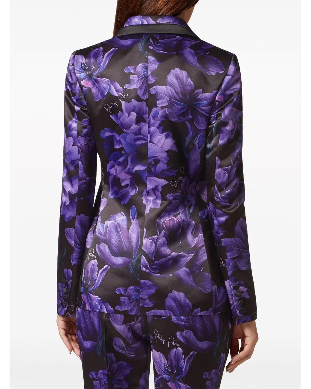 Philipp Plein Blue Duchesse Floral-Print Blazer