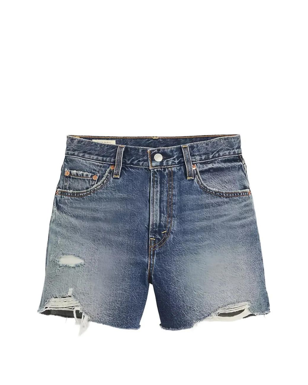 Levi's Blue Distressed Frayed-Hem Shorts