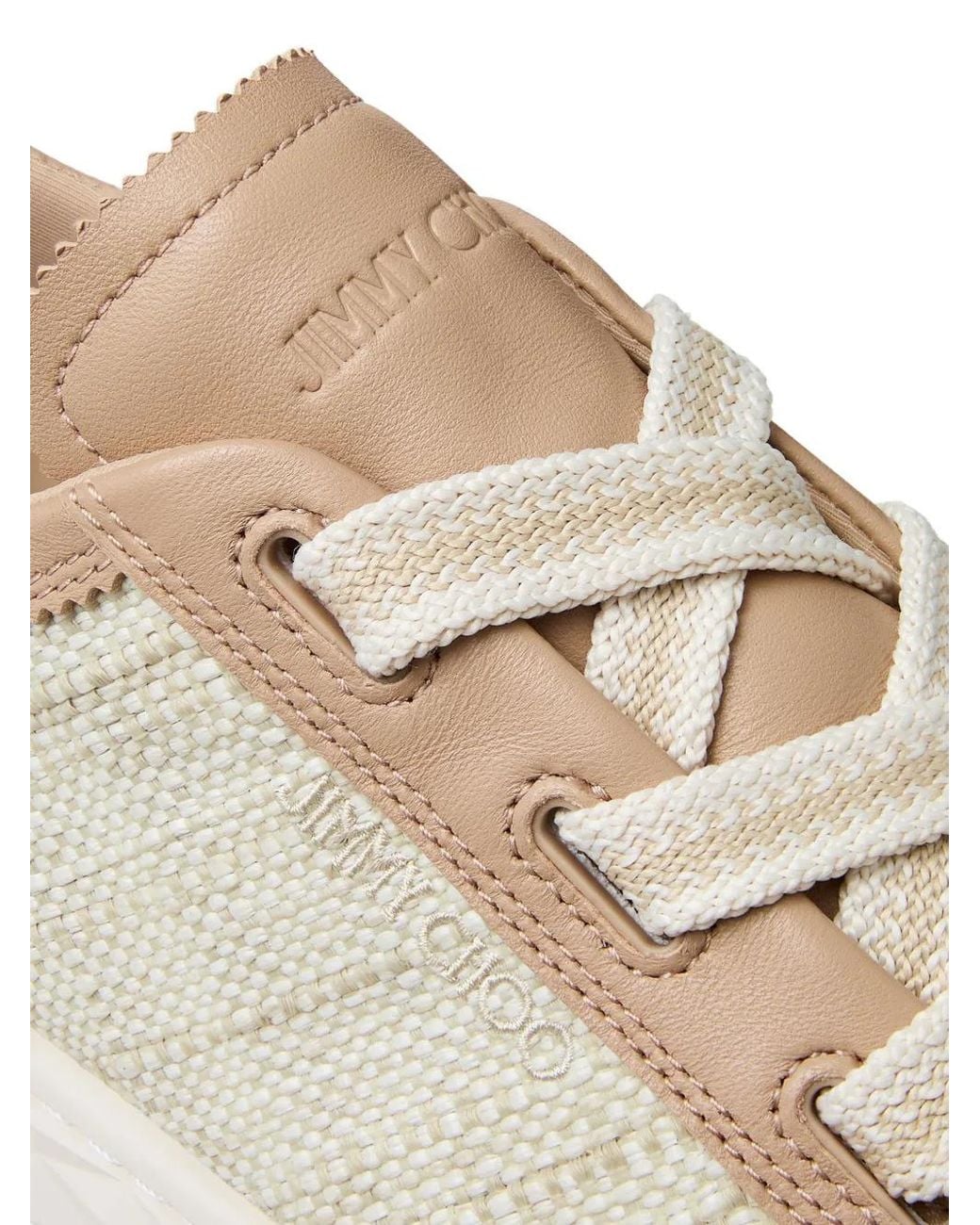 Jimmy Choo White Diamond Light Flex Fleather Mix And Fine Raffia-Effect Trainers