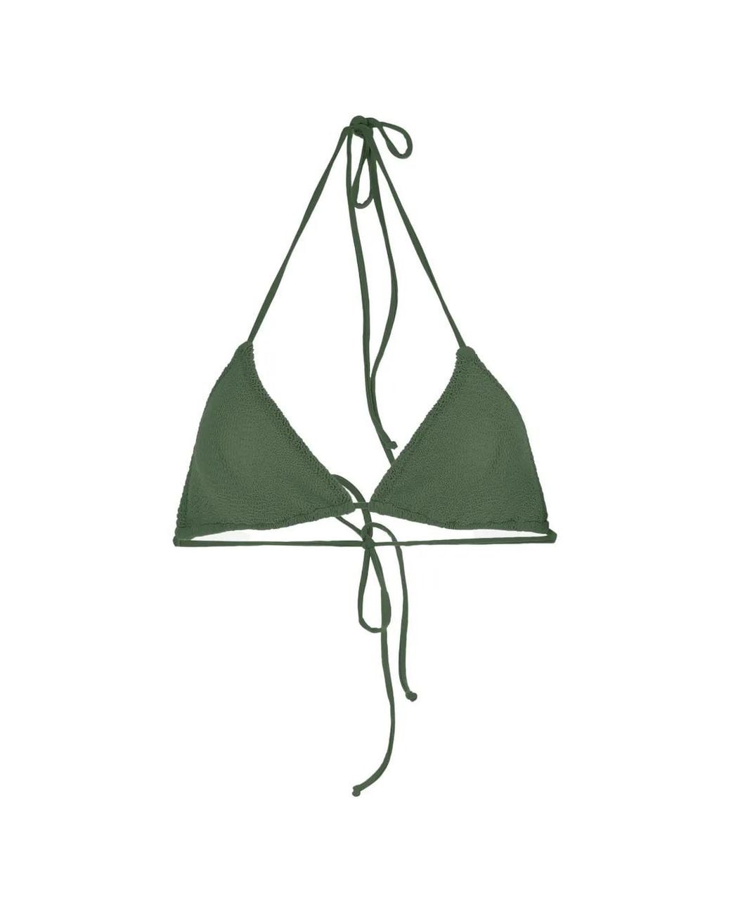 Mc2 Saint Barth Green Leah Crinkle Triangle Bikini Top