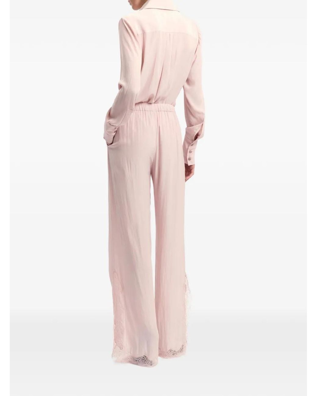 16Arlington Pink Ricci Lace-Trim Trousers