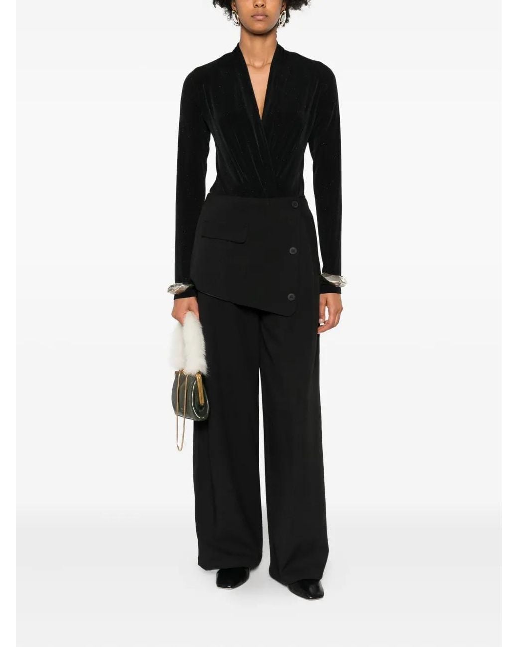 ELEH Black Button-Embellishment Trousers