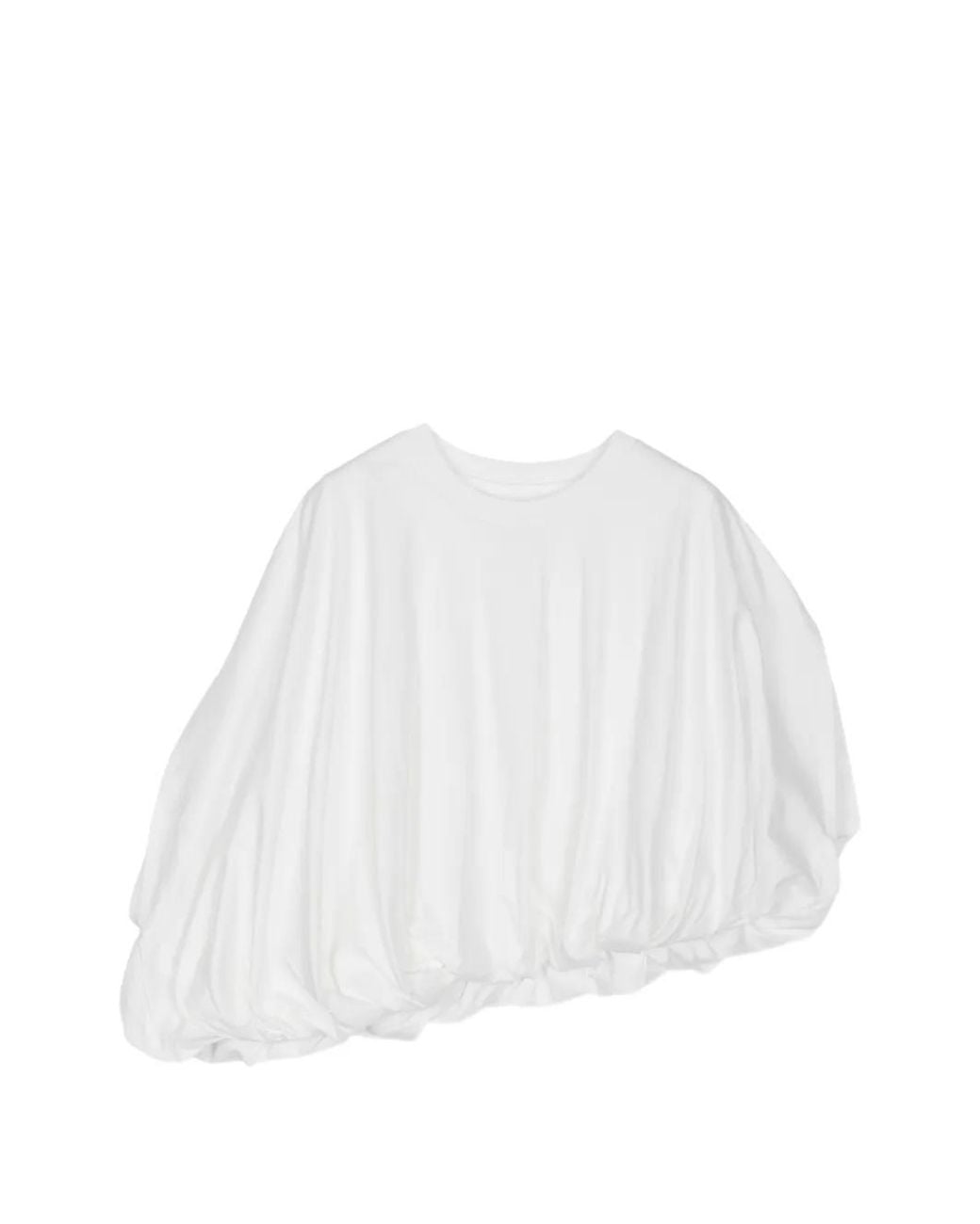JNBY White Puffball-Hem Top