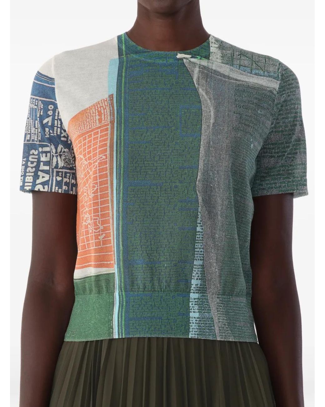 Jason Wu Green X Robert Rauschenberg Artwork Short-Sleeve Sweater