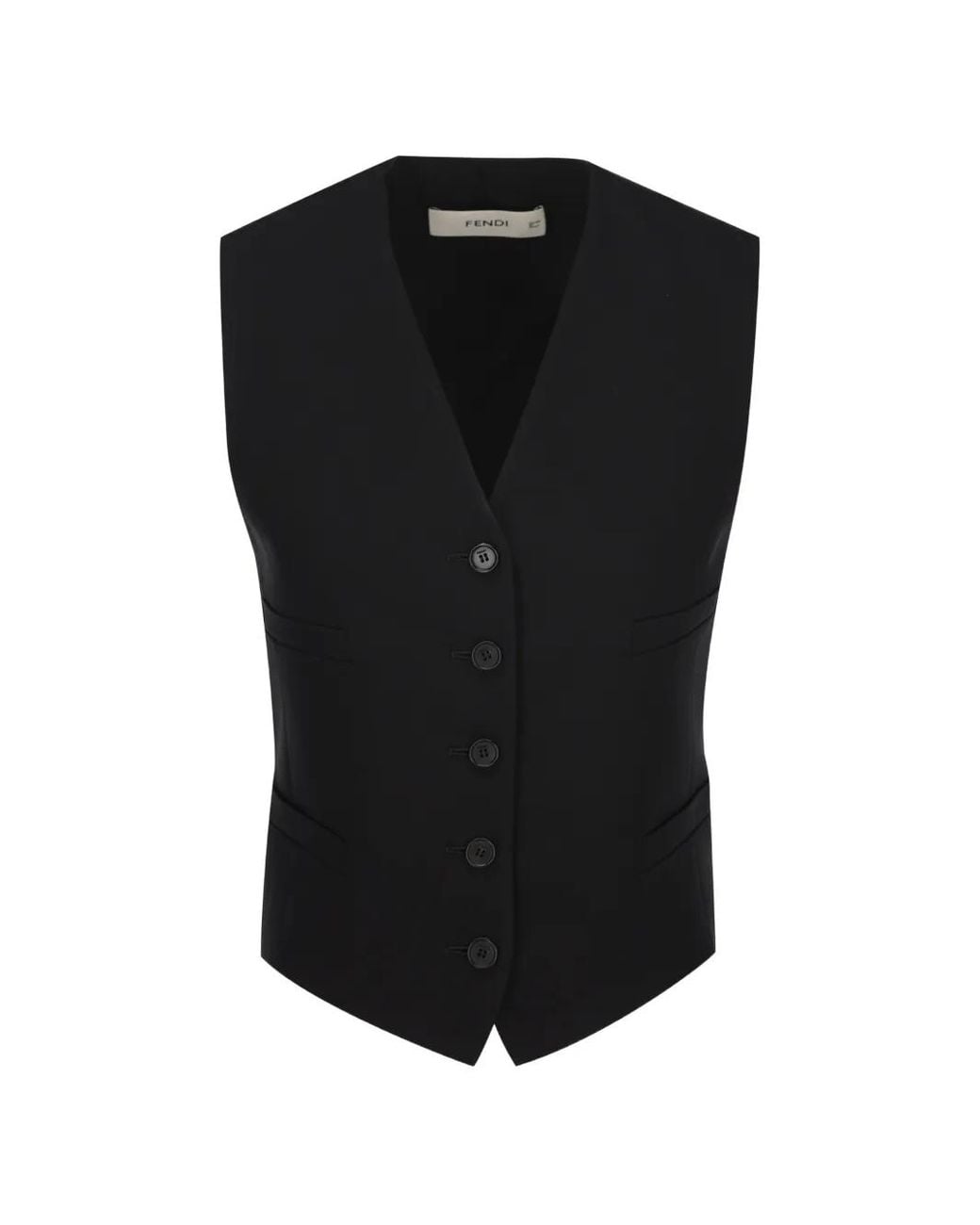 Fendi Black V-Neck Sleeveless Waistcoat