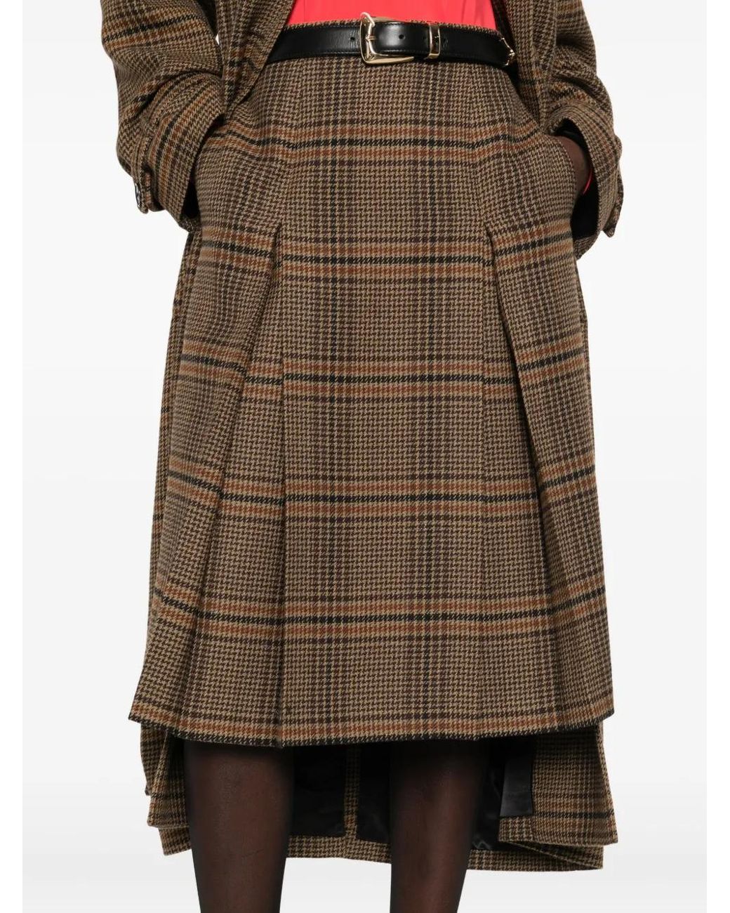Saint Laurent Geruite Mini-Plooirok in het Brown