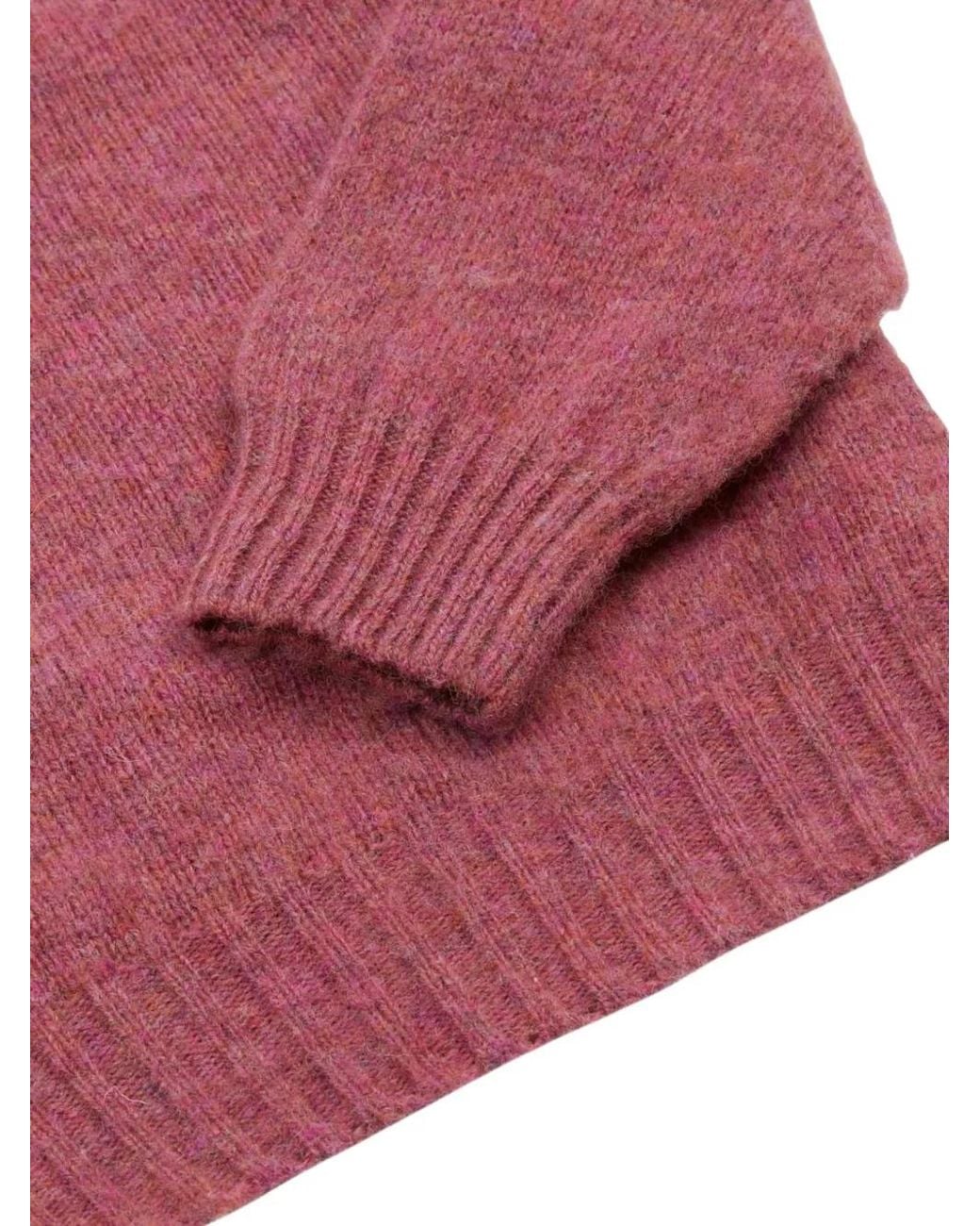 Drake's Pink Brushed Shetland Sweater for men