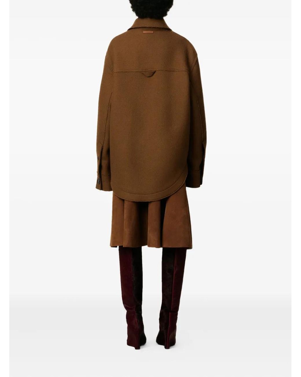 AMI Brown Button-Up Wool Jacket