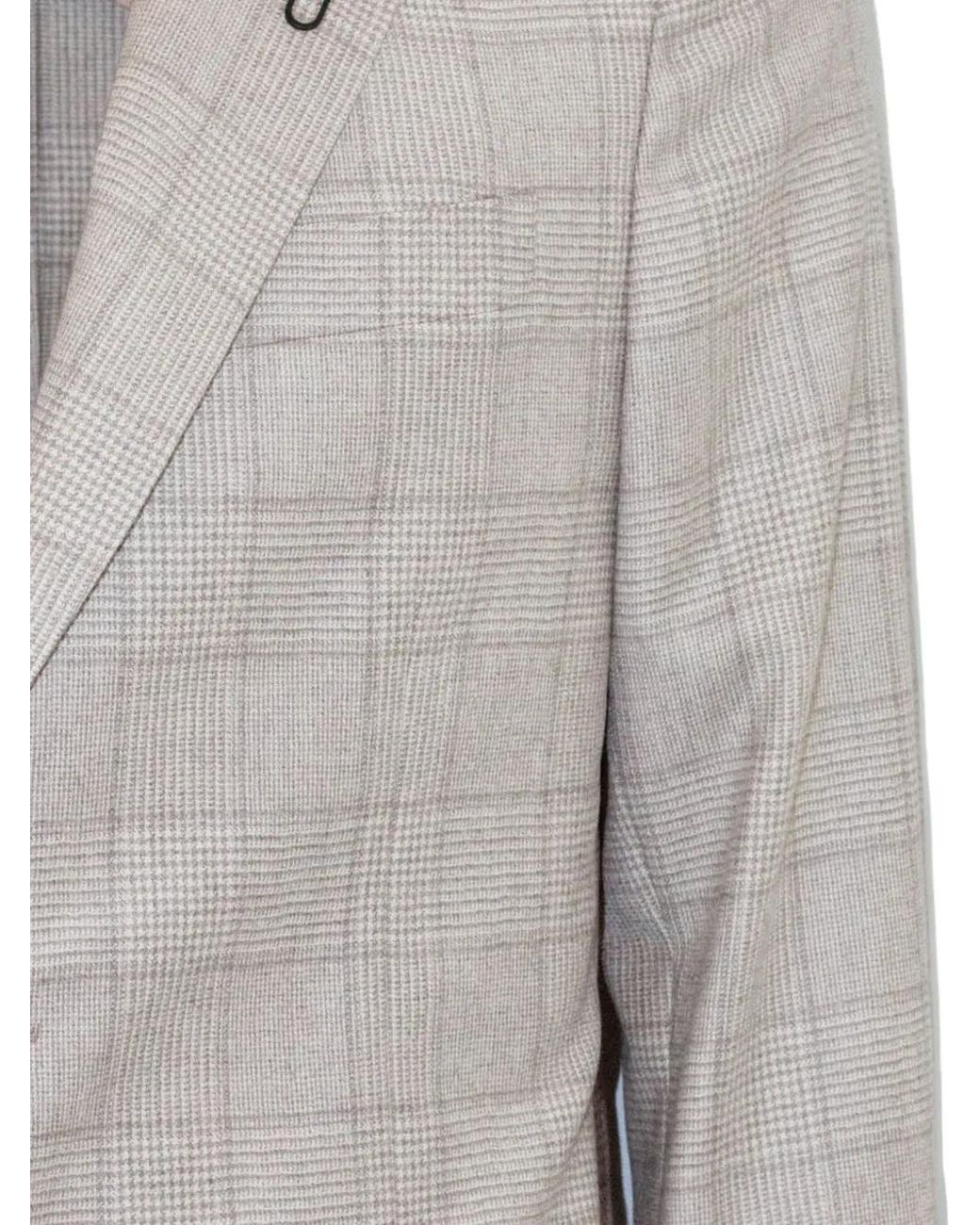 Lardini Gray Prince-Of-Wales-Check Blazer for men