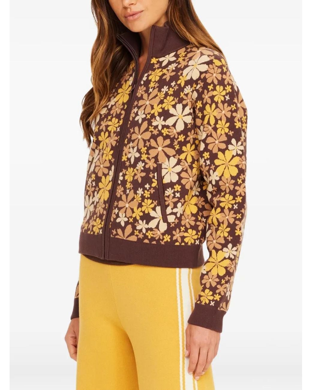 The Upside Brown Copacabana Margot Floral-Print Cardigan