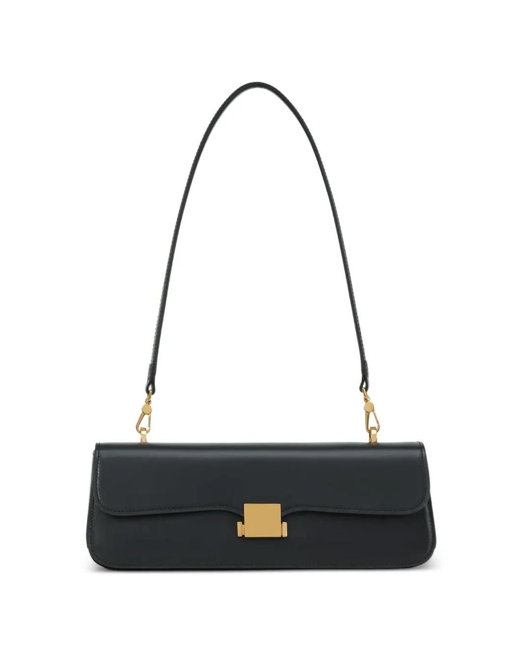 POTAMY White Flap Top Leather Shoulder Bag