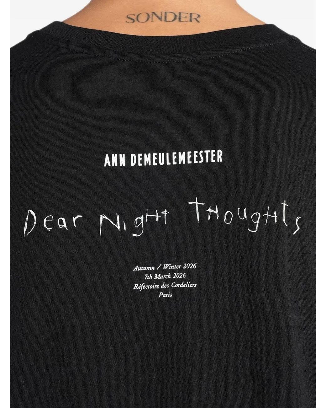 Ann Demeulemeester Black Slogan-Print Long-Sleeve T-Shirt for men