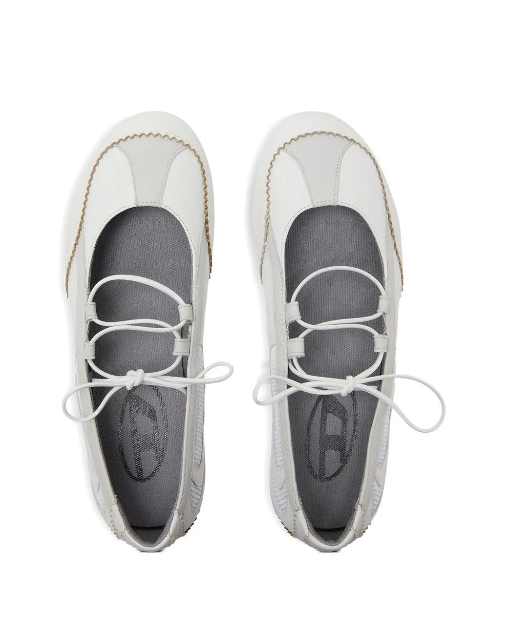DIESEL White D-Mile Leather Ballet Flats