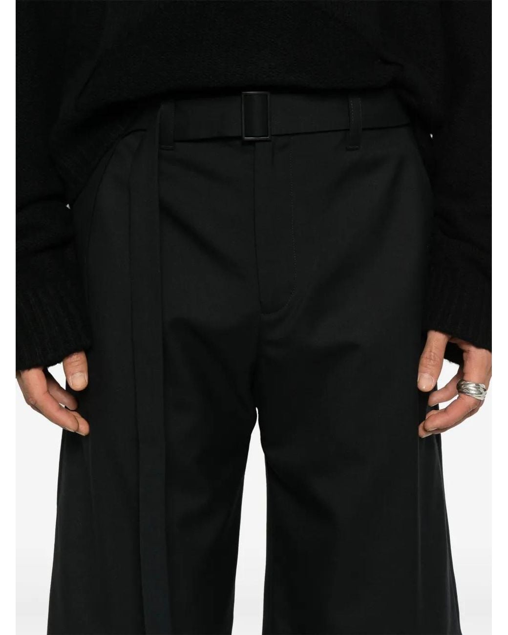 HELIOT EMIL Black Robur Wool Tailored Shorts for men
