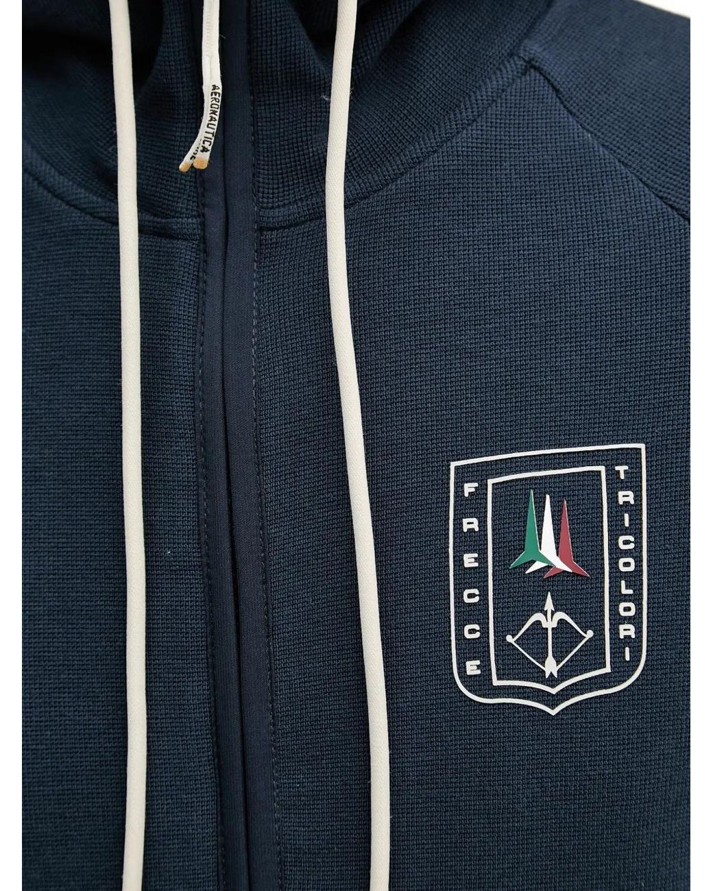 Aeronautica Militare Blue Logo-Printed Zip-Up Hoodie for men
