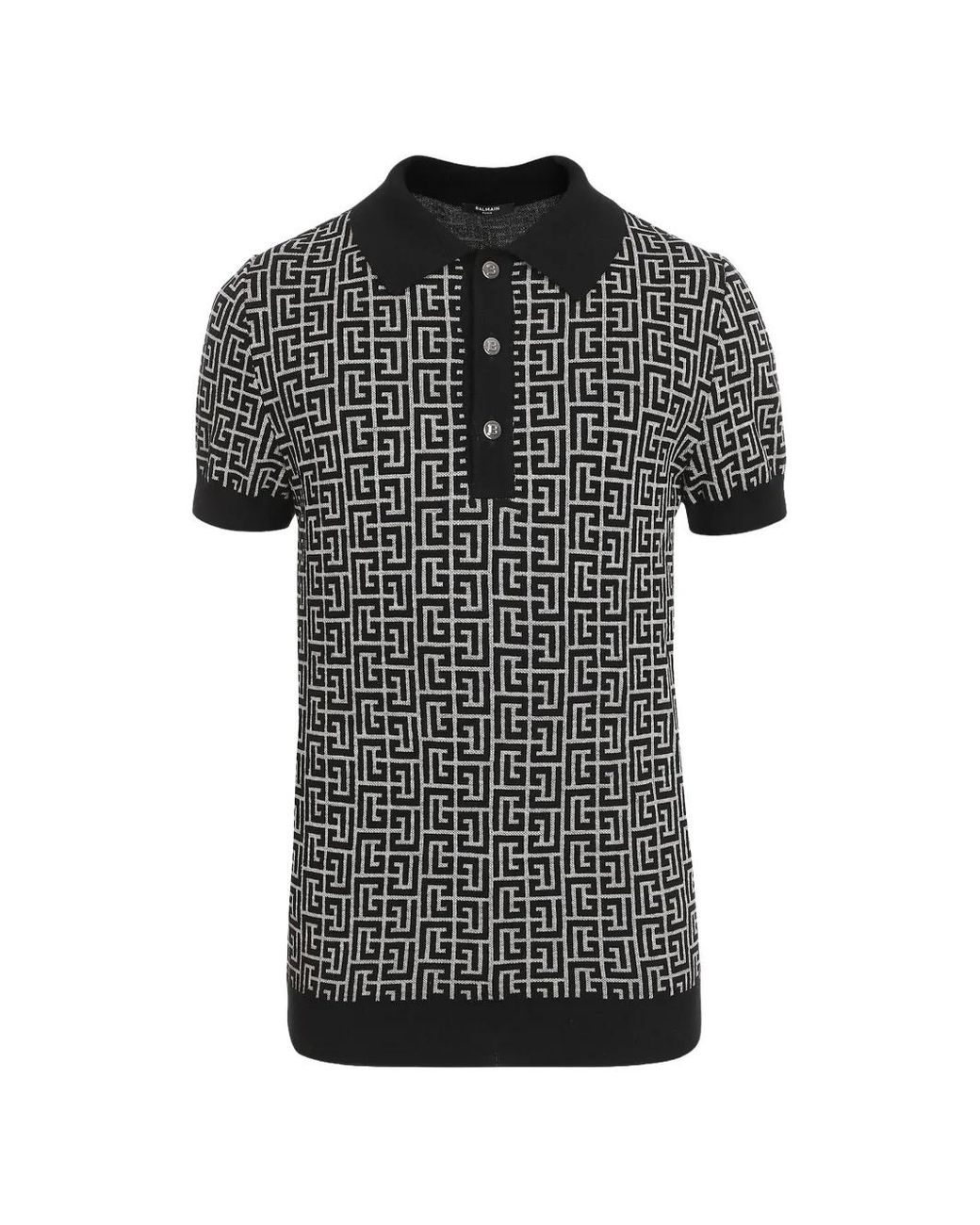 Balmain Black Polo With Monogram, ' for men