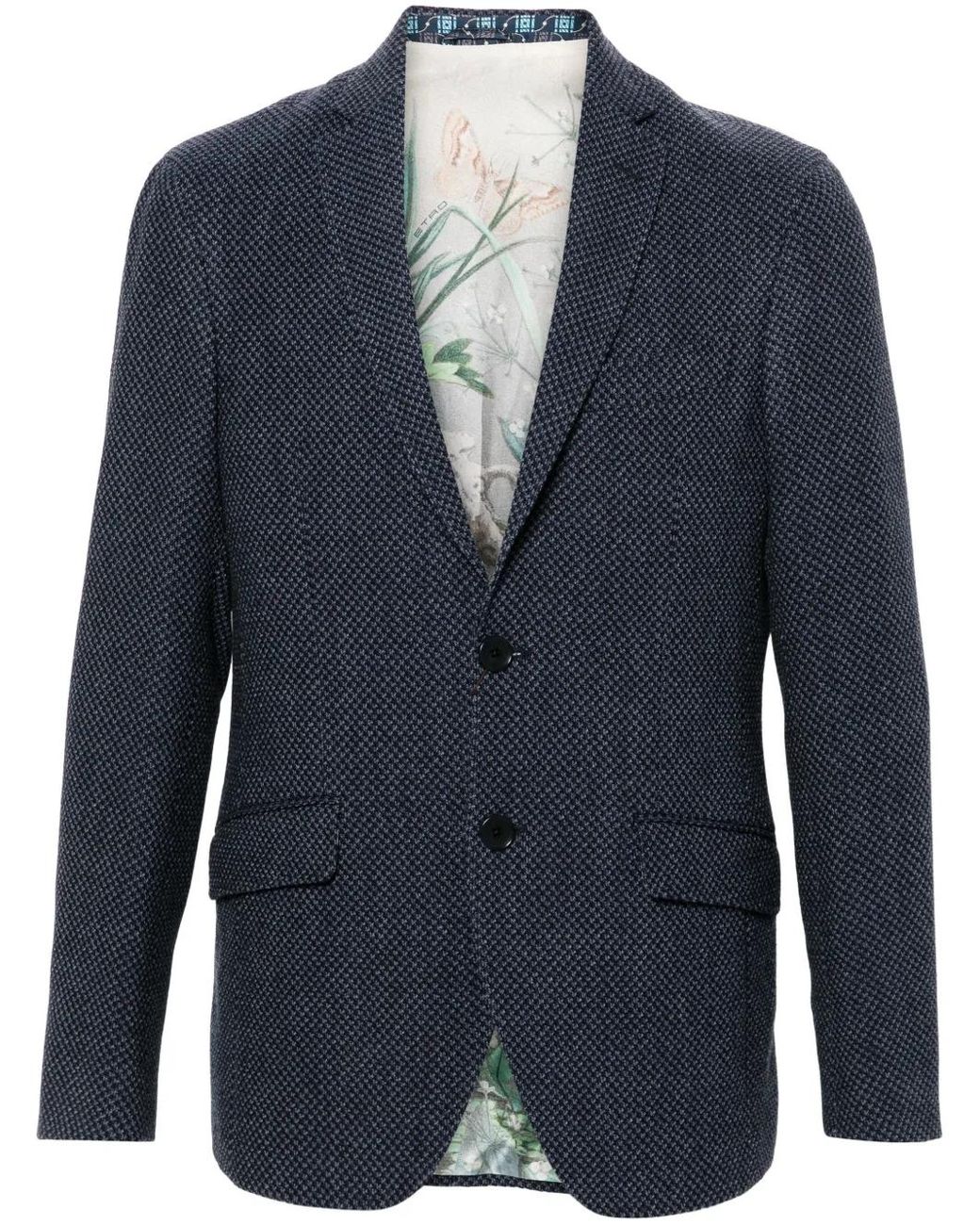 Etro Blue Single-Breasted Blazer for men