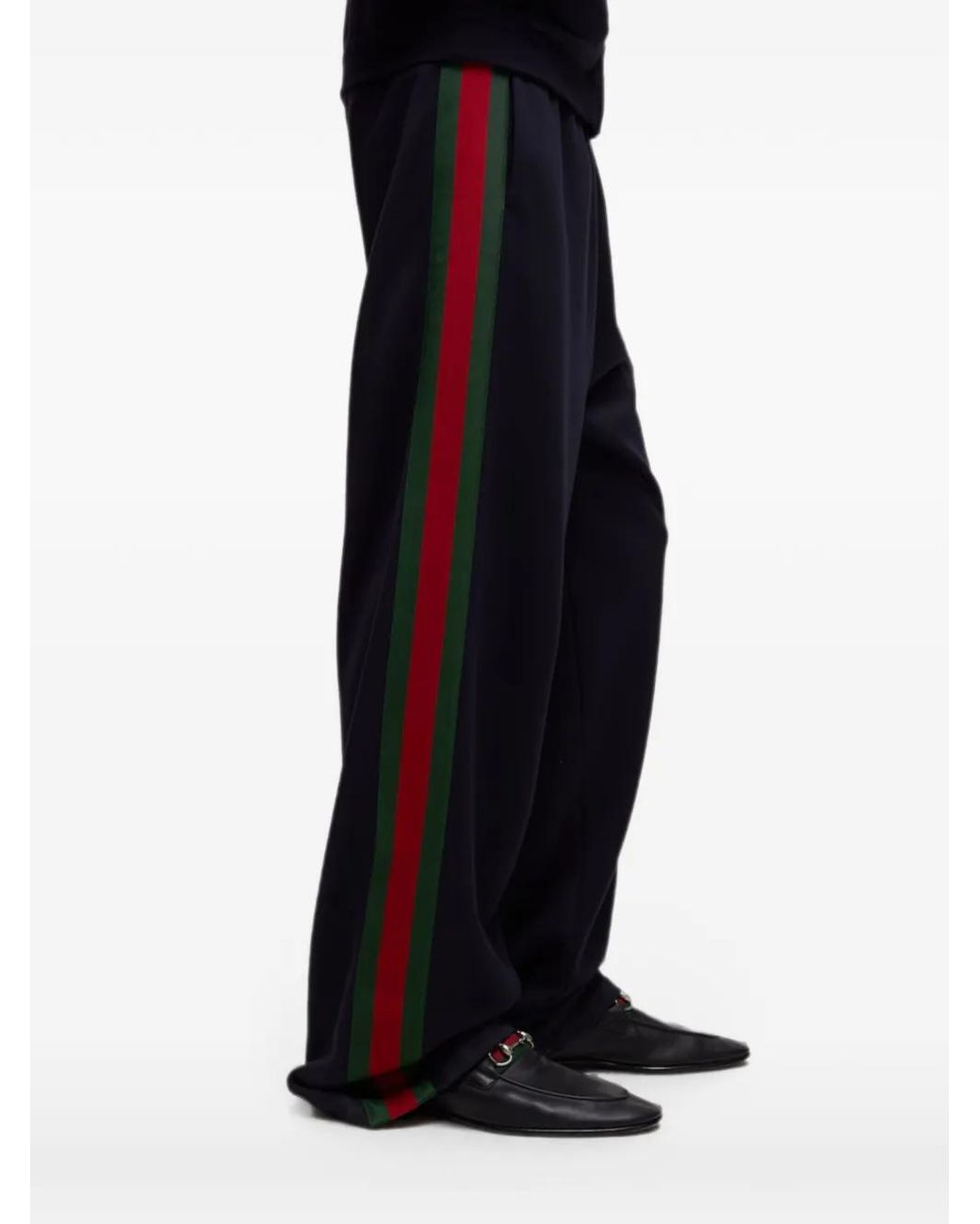 Gucci Blue Silk Cotton Sportswear Pants With Web for men