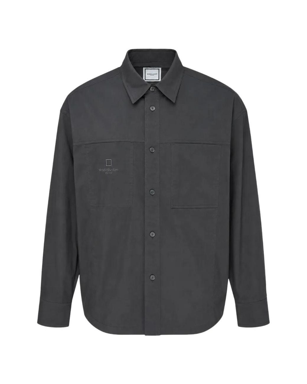 Wooyoungmi Gray Logo-Print Chest-Pockets Shirt for men
