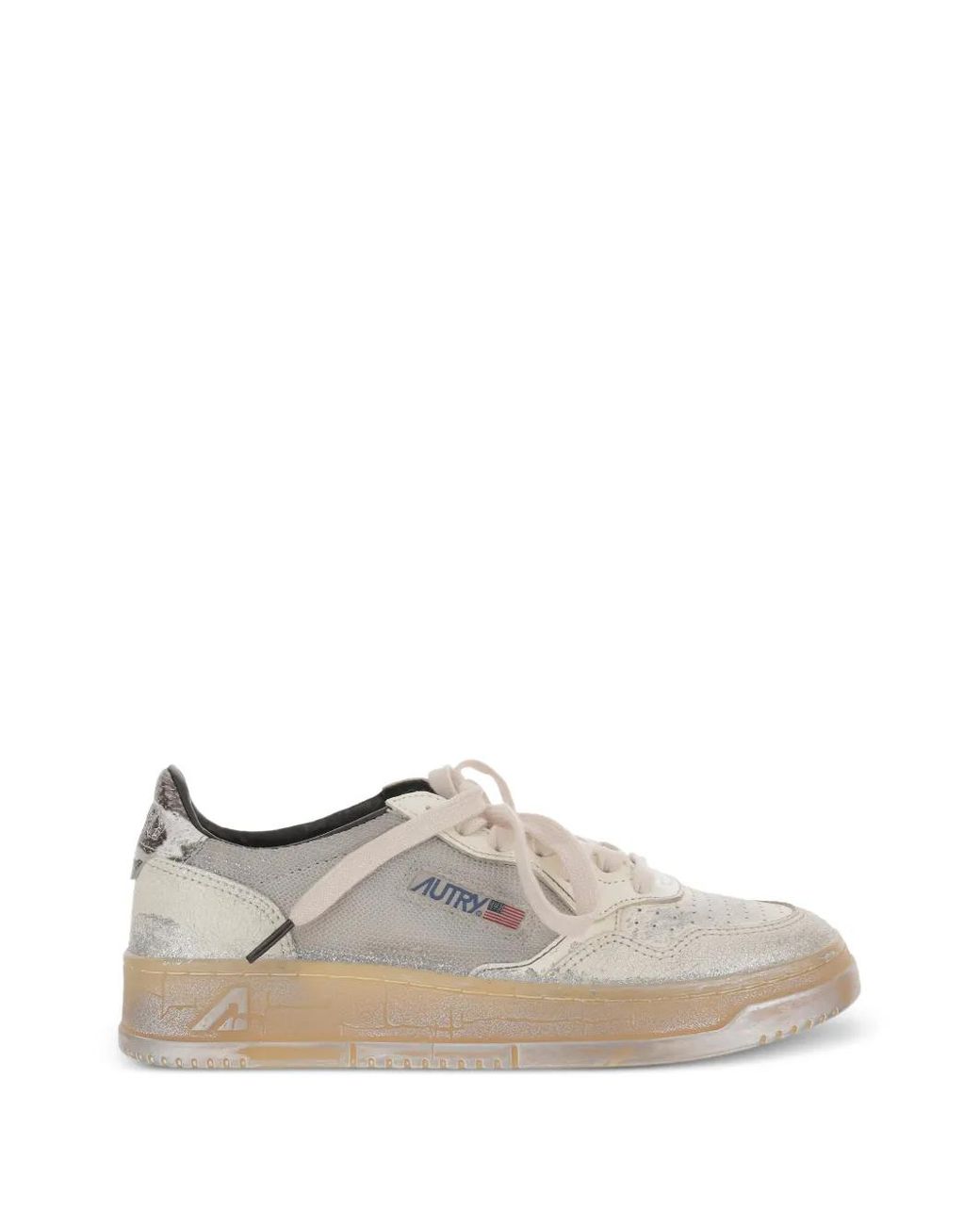 Autry White "Super Vintage Low Mesh Leather Sneakers