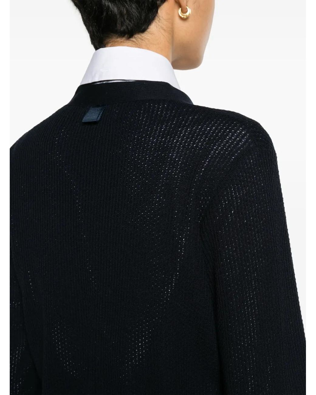 Thom Browne Black V-Neck Virgin Wool Cardigan