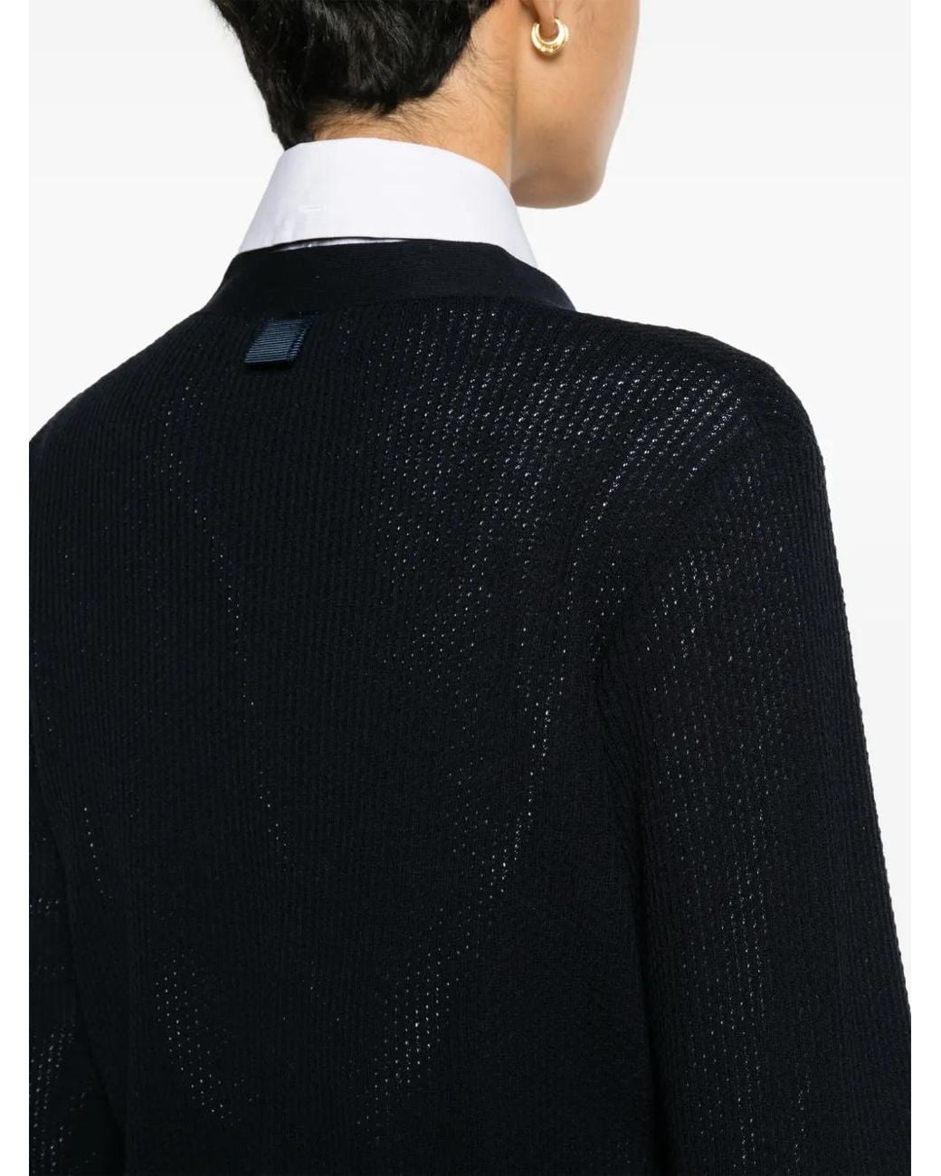 Thom Browne Black V-Neck Virgin Wool Cardigan