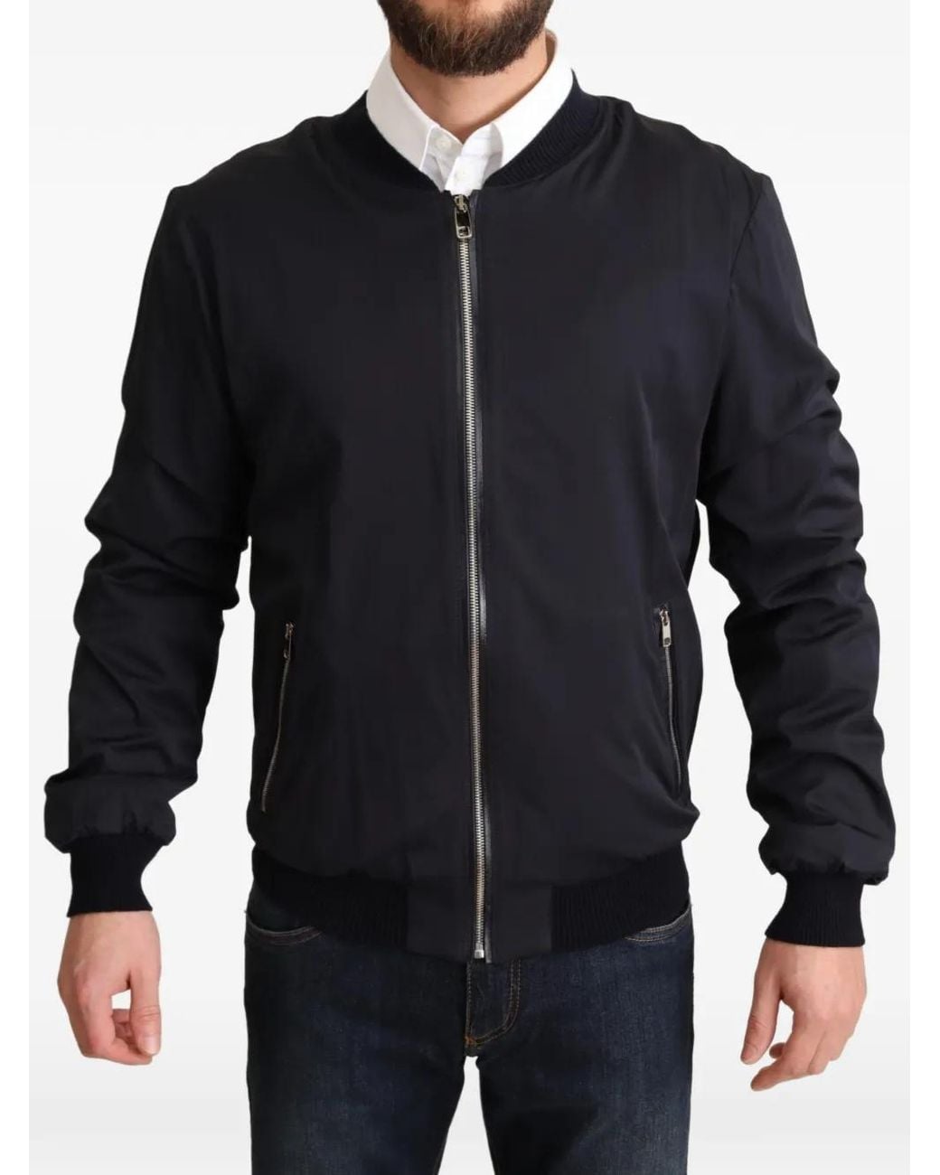 Dolce & Gabbana Black Silk Bomber Jacket for men
