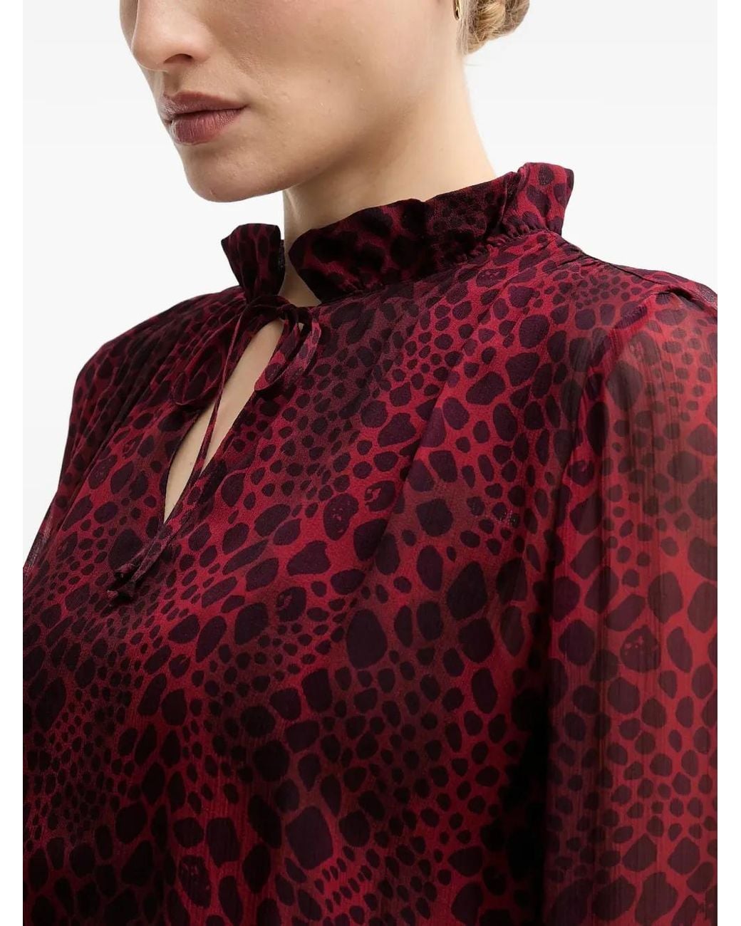MARC AUREL Red Ruffle Animal Print Dress