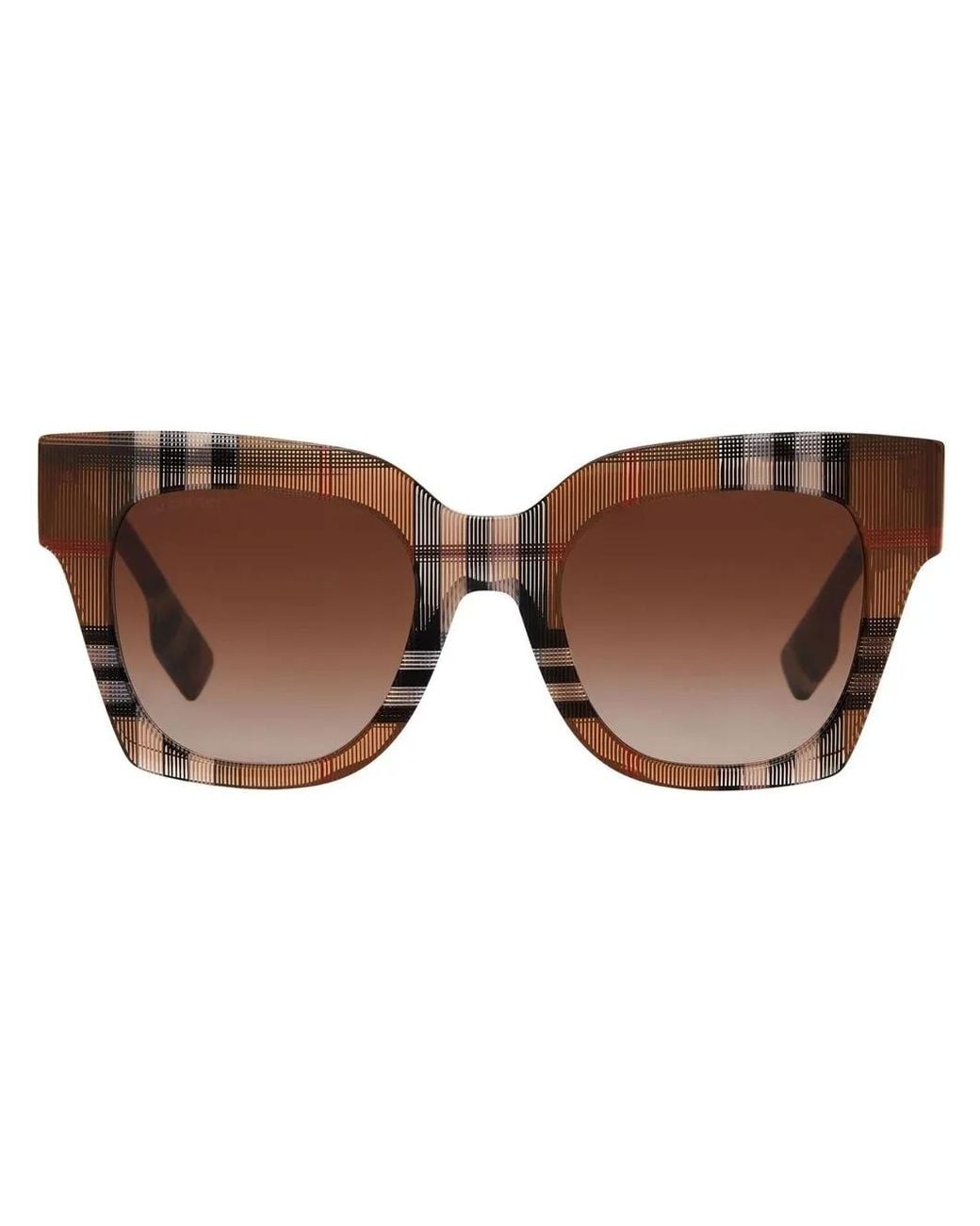 Burberry Brown Check Pattern Square-Frame Sunglasses