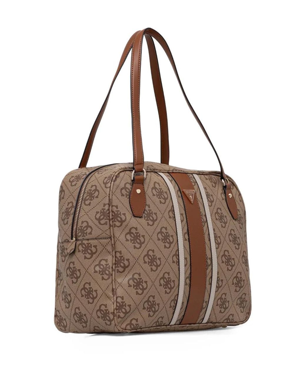 Guess Brown Monogram-Pattern Laptop Bag