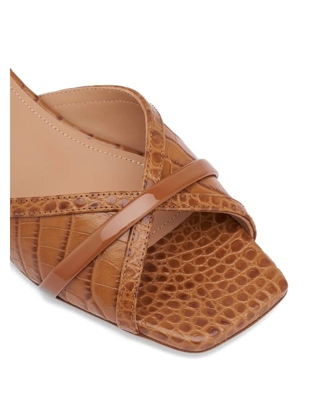 Malone Souliers Brown Perla Croc-Embossed Sandals