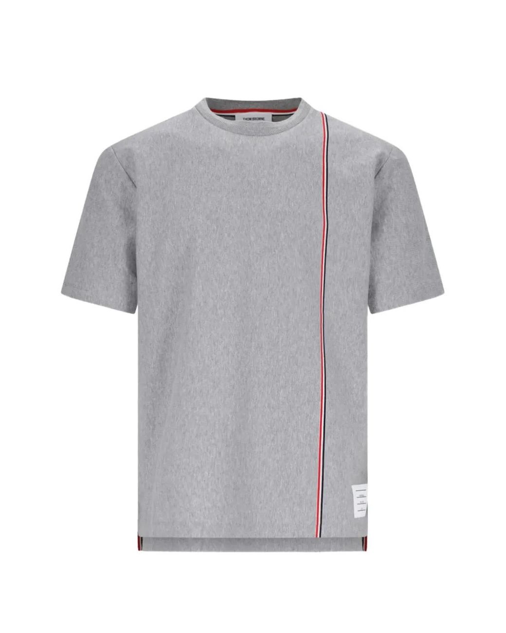 Thom Browne Gray Rwb Stripe-Detail T-Shirt for men