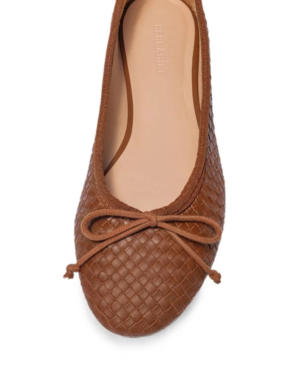 Bernardo Brown Woven Bow-Detail Ballet Flats