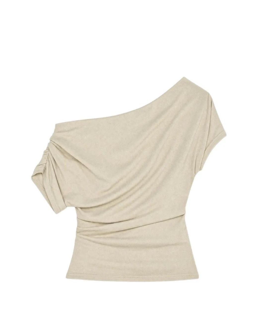 Reformation Natural Iris One-Shoulder Draped Top
