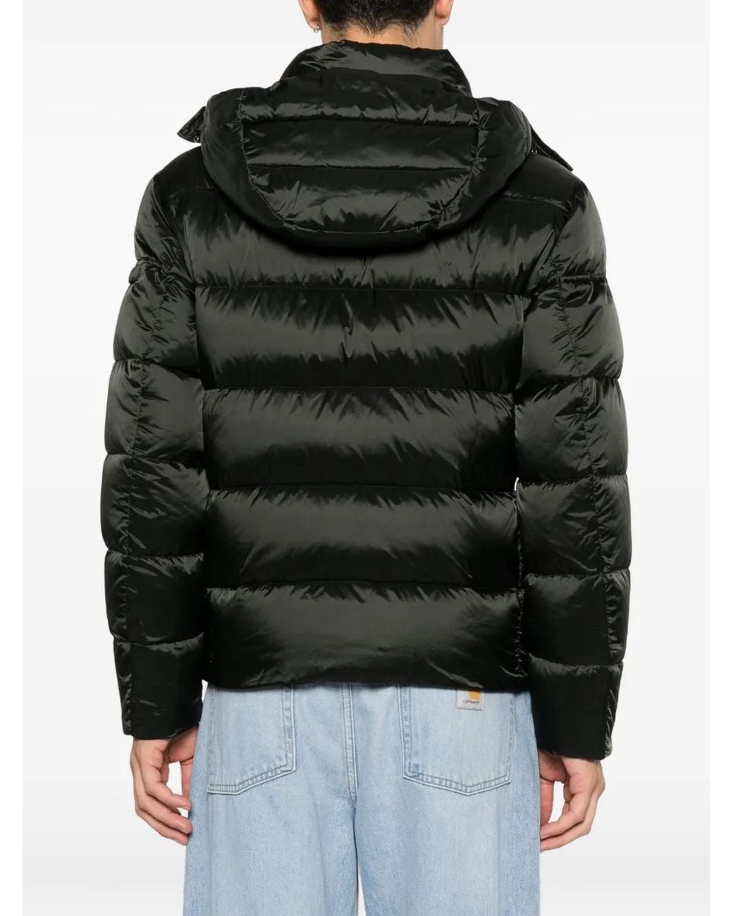 Moorer Black Brett Quilted Hooded Jacket for men