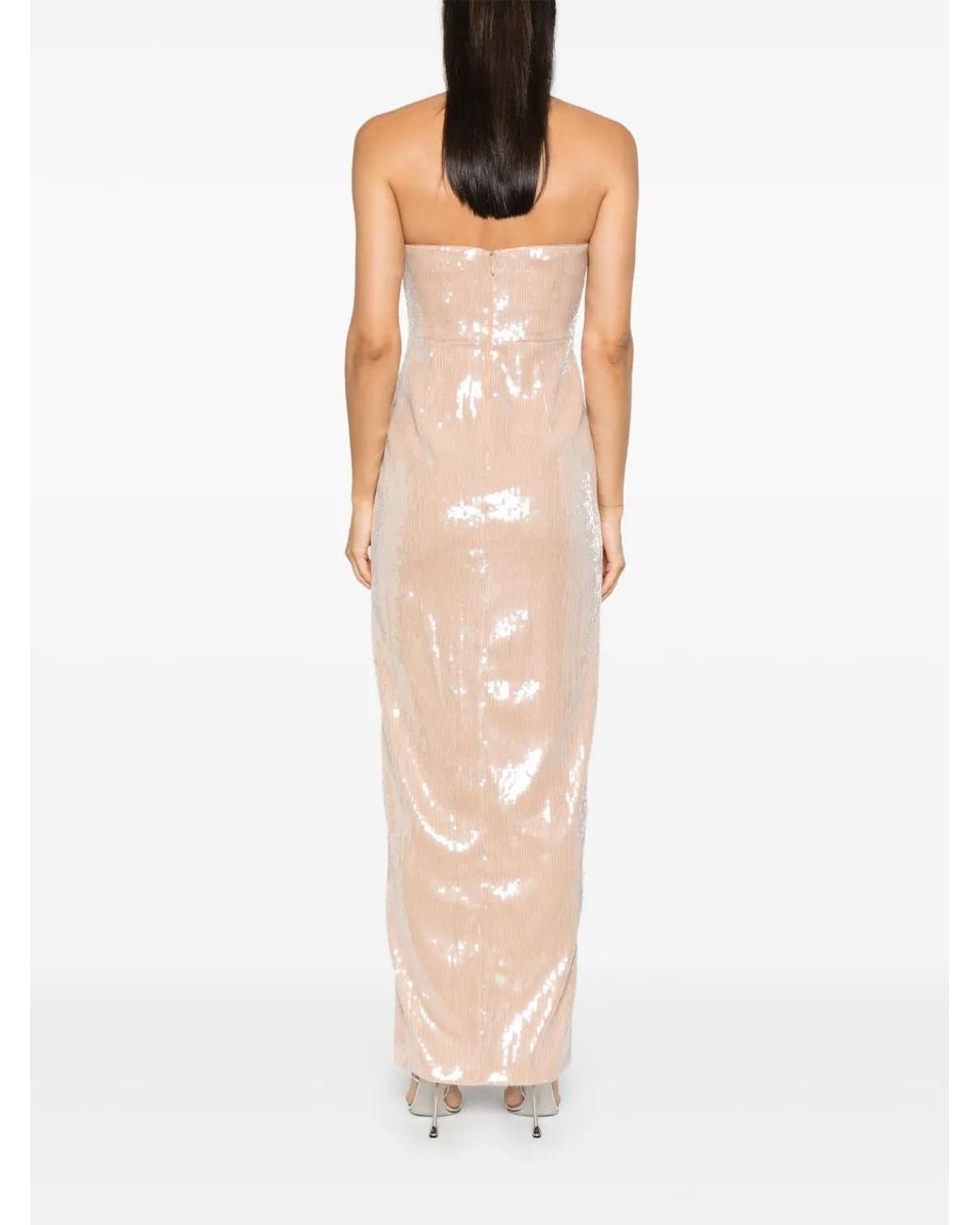 Self-Portrait Natural Sequinned Maxi Dress