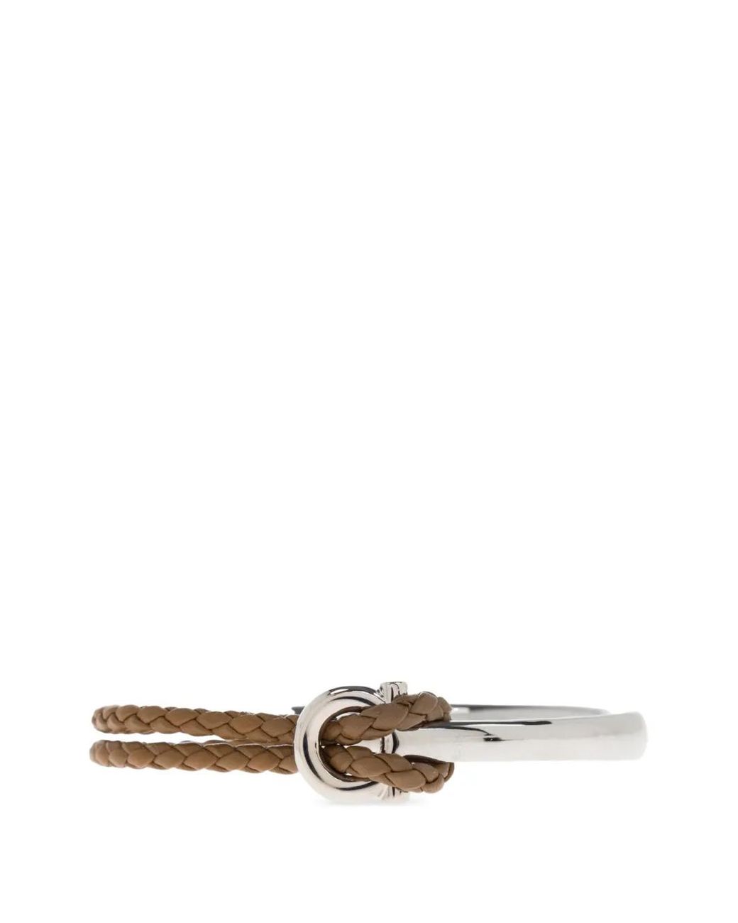 Ferragamo White Gancini Braided-Leather Bracelet for men