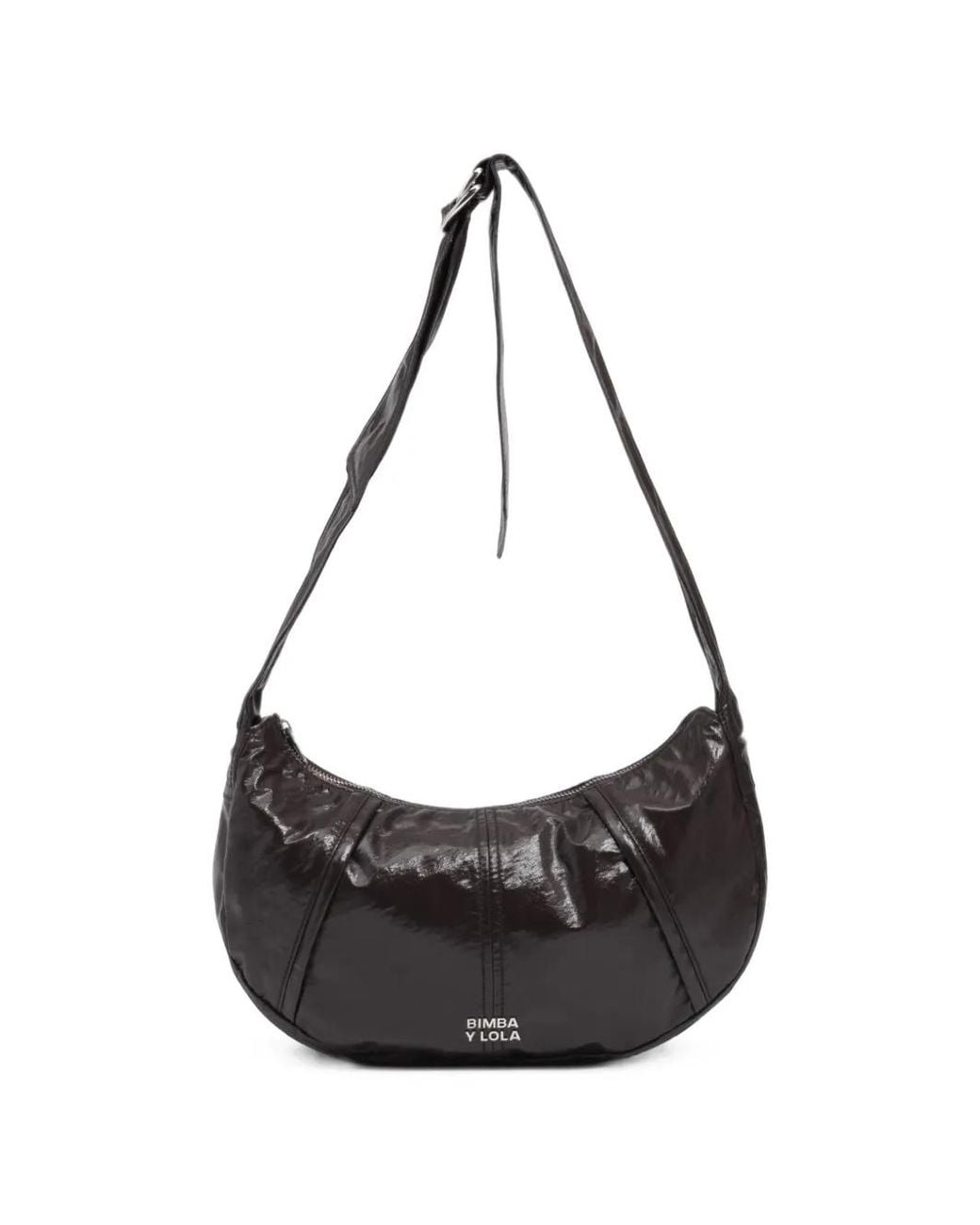 Bimba Y Lola Black Medium Moon Suitcase With Eggplant Shimmer