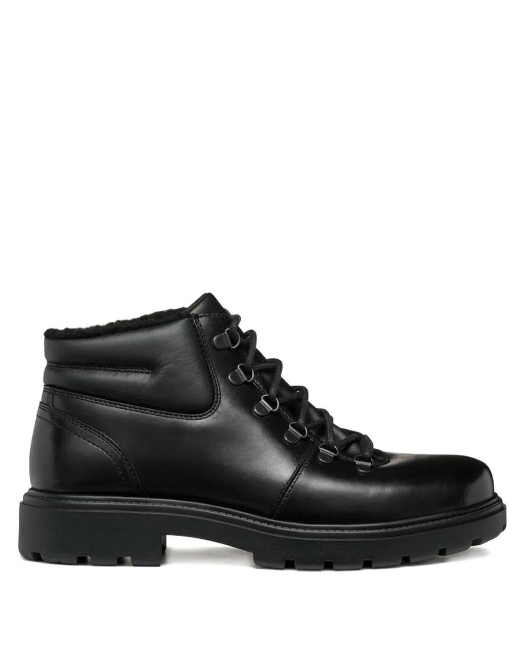 Geox Black Lace-Up Leather Boots for men