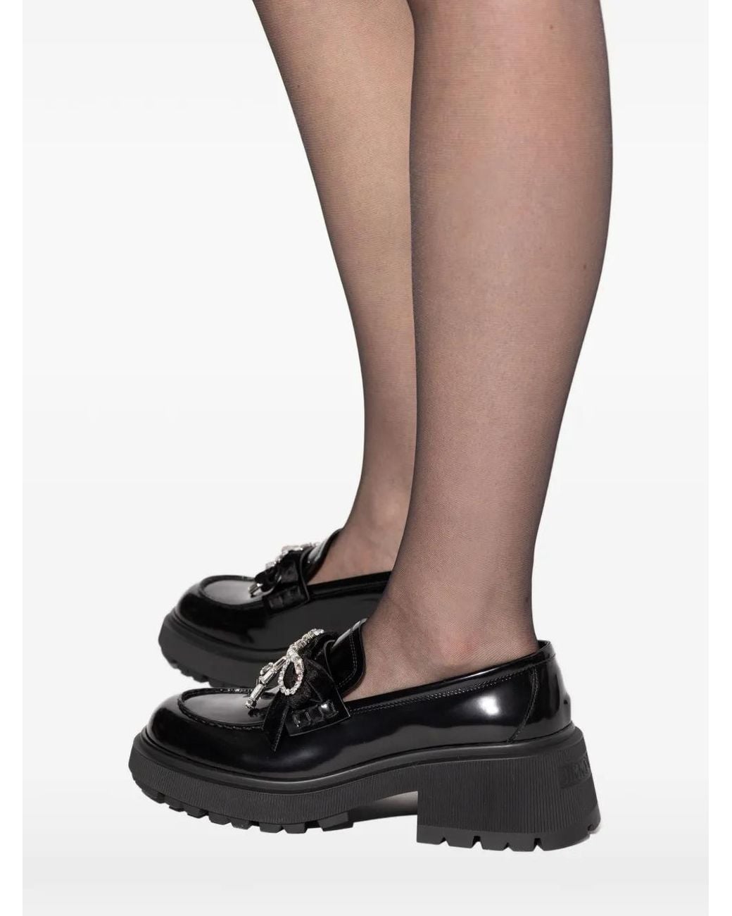 Jimmy Choo 40 Mm Azizi Loafers Met Strik in het Black