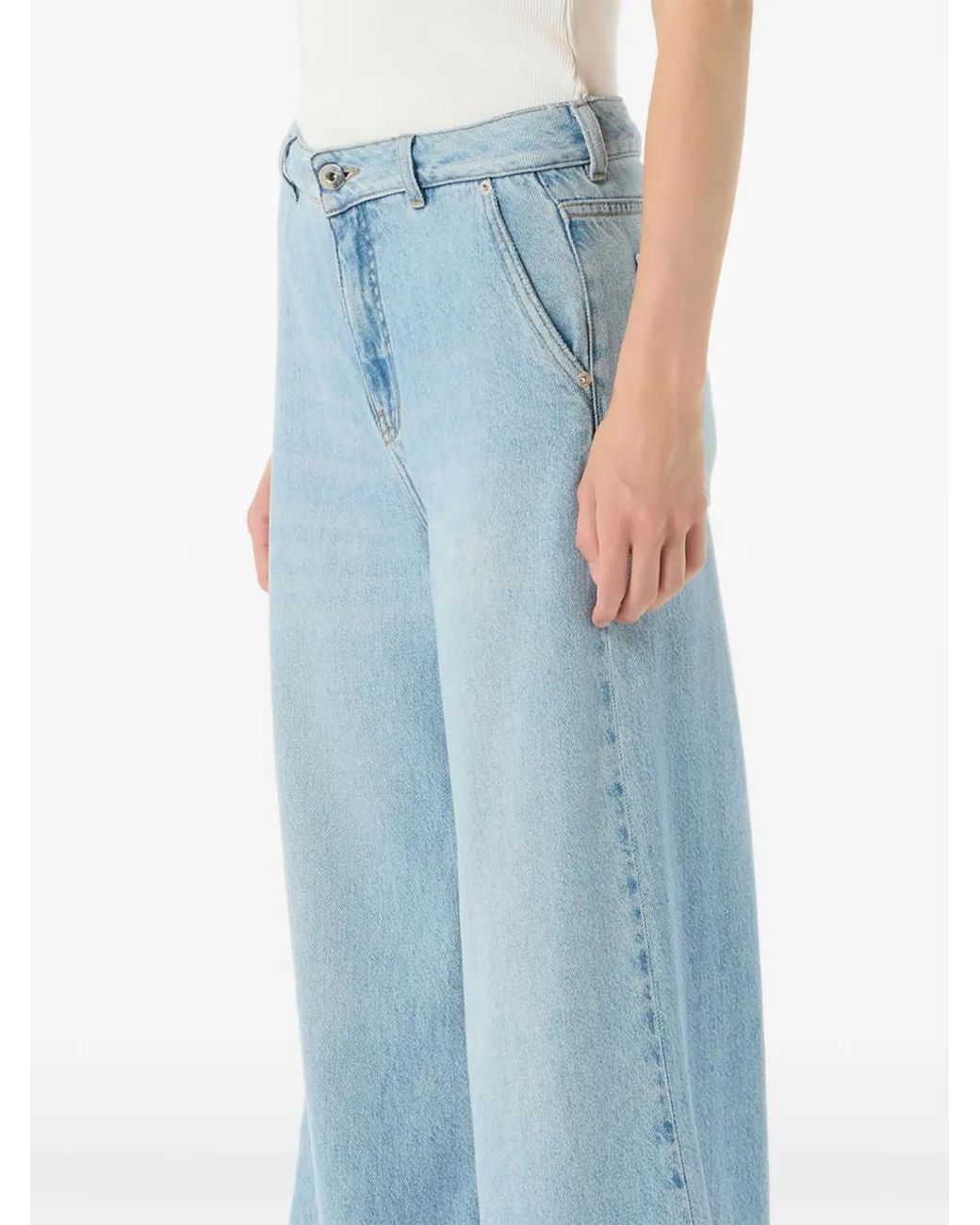 Blumarine Blue Stone Washed Palazzo Pants
