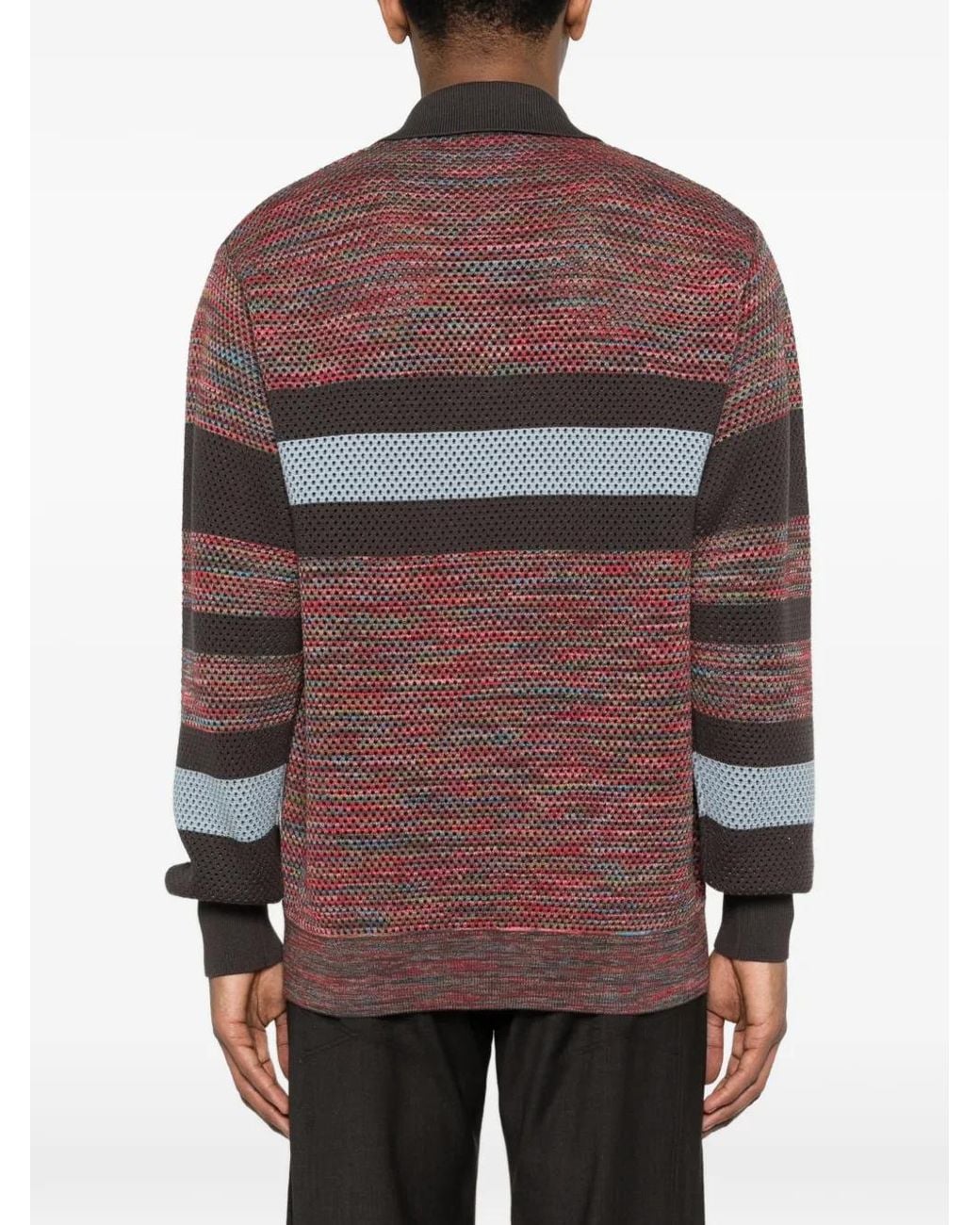 Kolor Red Striped Zip-Up Sweater for men