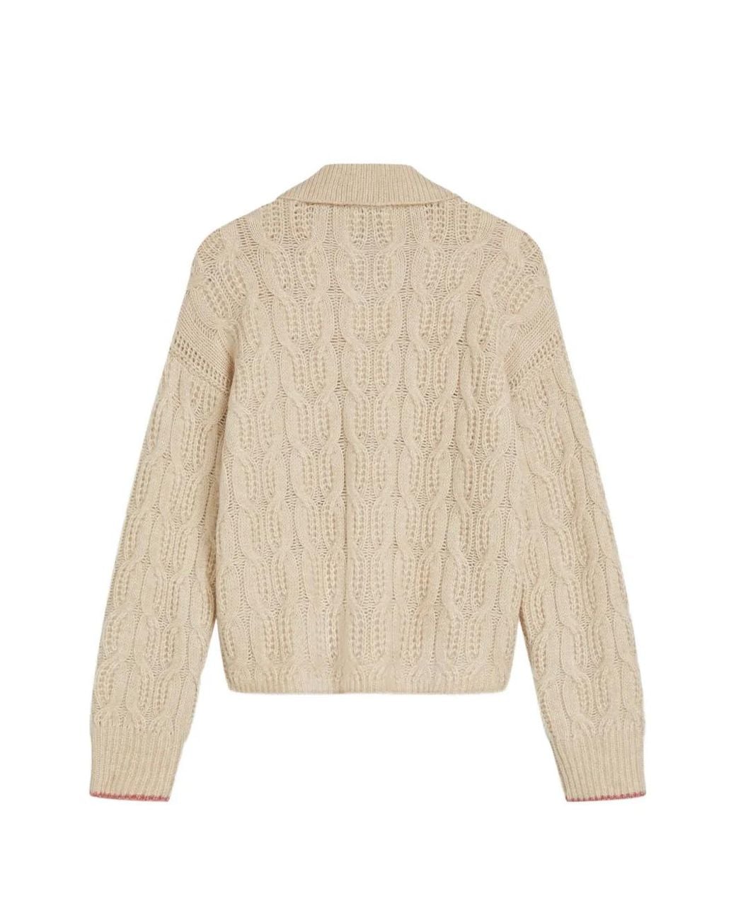 Scotch & Soda Natural Cable-Knit Polo Sweater