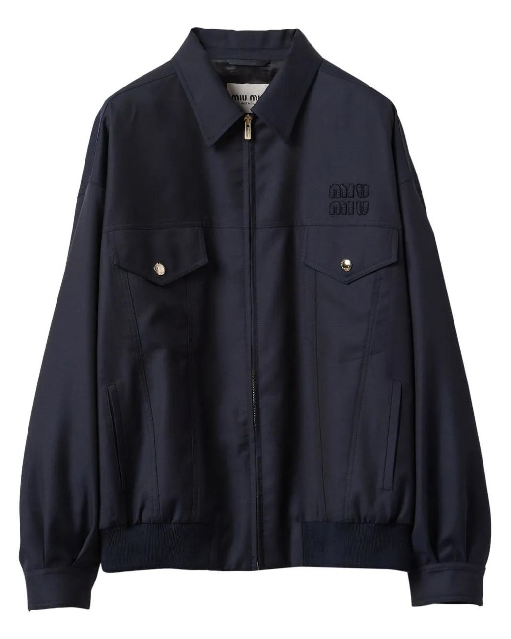 Miu Miu Blue Batavia Wool Bomber Jacket