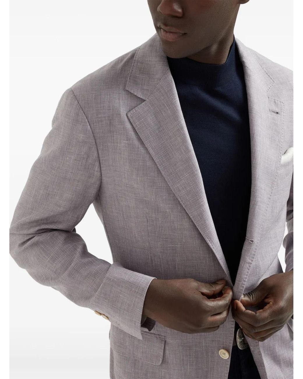 Brunello Cucinelli Gray Prince Of Wales Checked Blazer for men